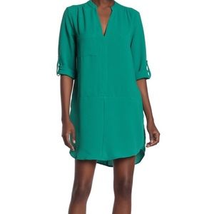 Lush women’s 3/4 sleeve medium green shift dress